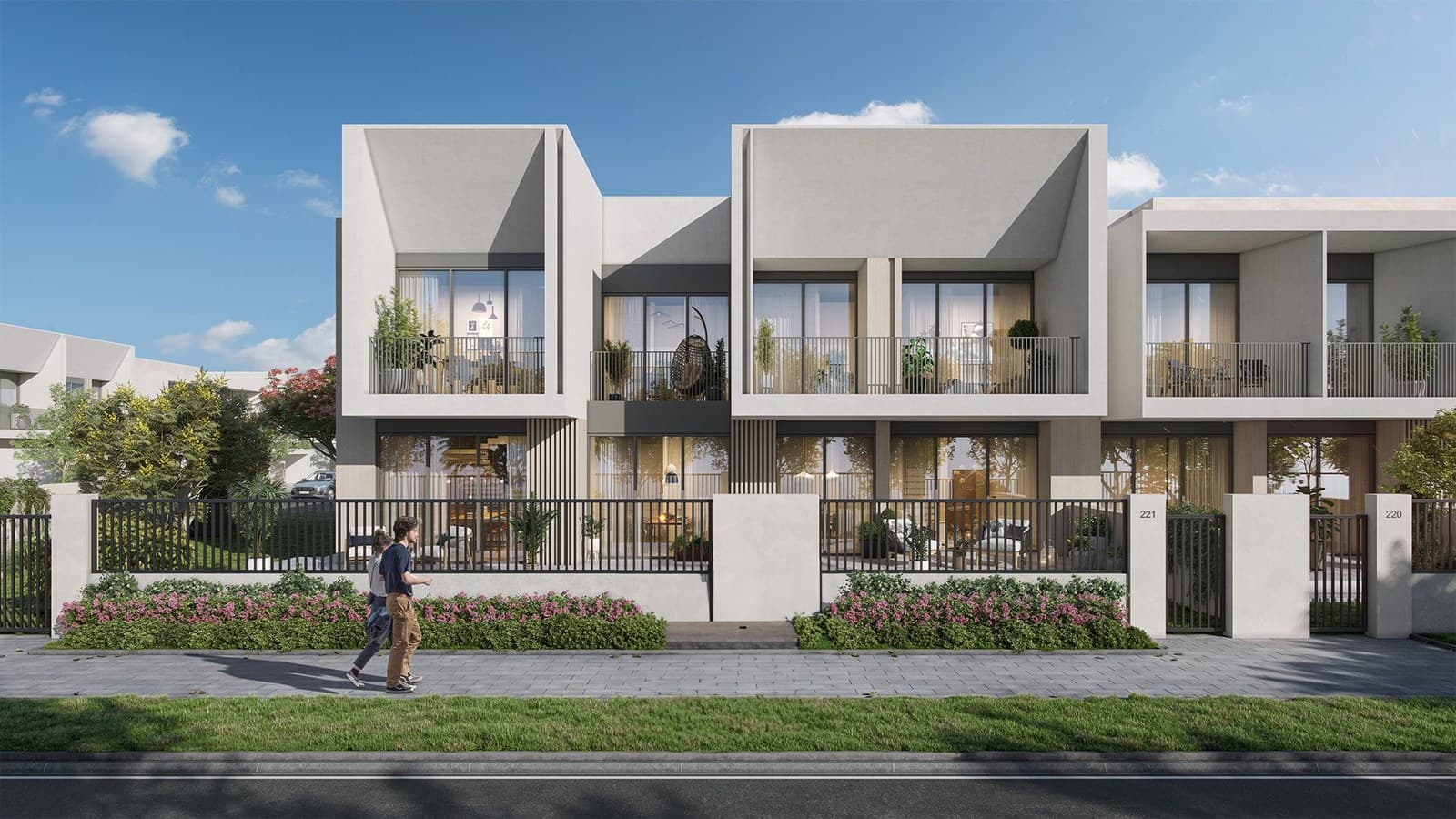 Official project visualisation of Maha townhouses in Nshama Town Square Dubai