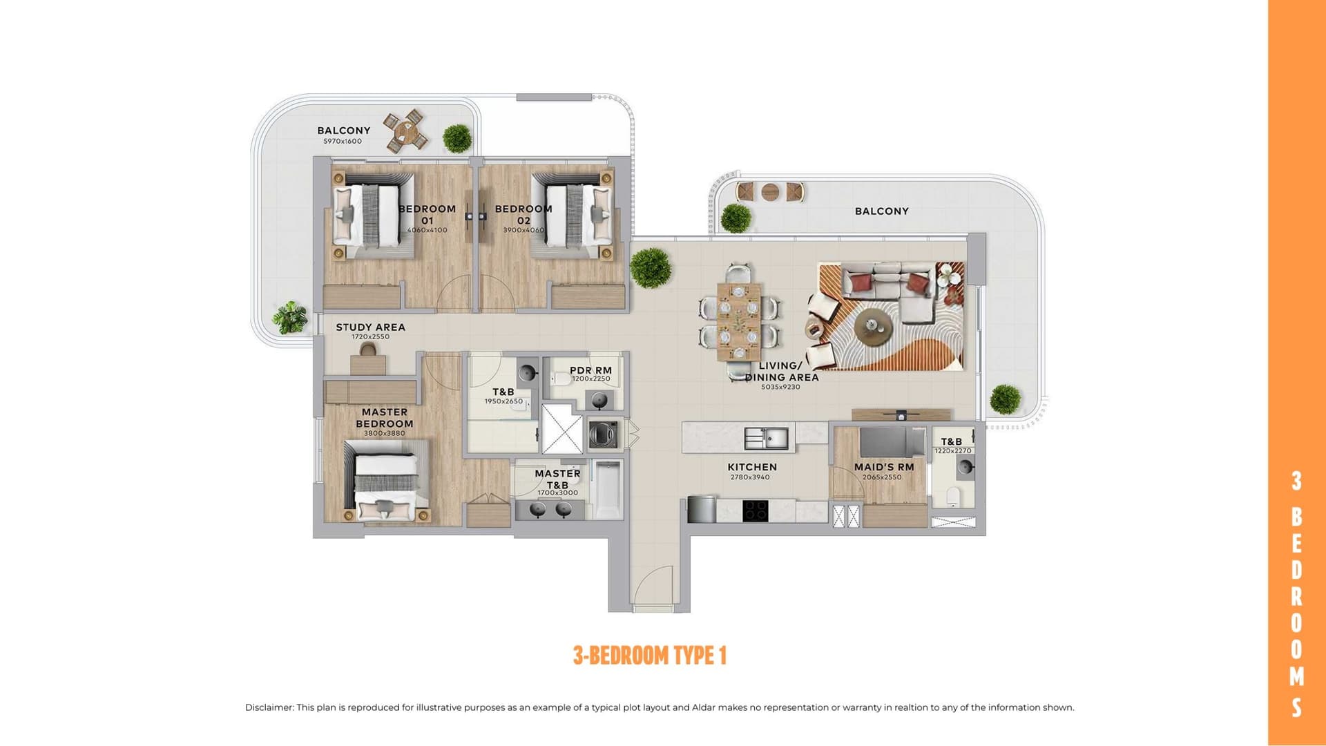3-bed apartment in Yas Island, Abu Dhabi — photo 8